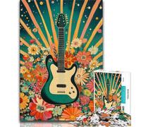Puzzle da 1000 pezzi per adulti Chitarra vintage Puzzle da 1000 pezzi giocattoli per l'intrattenimento della famiglia con poster abbinato e foglio di quiz 75x50cm
