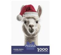 Puzzle Da 1000 Pezzi Per Adulti Christmas Alpaca with Santa Hat Puzzle Per Adolescenti Giochi Rilassanti Migliora La Memoria Regali Unici Per Compleanno E Natale 52x38cm/1000pcs