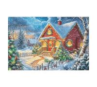 Puzzle Da 1000 Pezzi Per Adulti Christmas Cottage Snowy 75x50cm Adatto Ai Bambini Ottimo Per Interazione Genitori-Figli Migliora Concentrazione Dei Bambini
