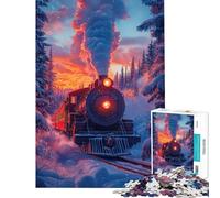 Puzzle da 1000 pezzi per adulti "Chugging Through Winter's Glow" puzzle antistress decorazione da parete sfida educativa (dimensioni 38x26cm)