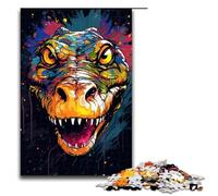 Puzzle da 1000 pezzi per adulti Ci sono molti schizzi colorati intorno al coccodrillo Giochi rilassanti per famiglie Gioco antistress Sfida difficile 75x50 cm