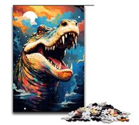 Puzzle da 1000 pezzi per adulti Ci sono molti schizzi colorati intorno al coccodrillo Gioco educativo per compleanno Natale 75x50 cm