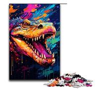 Puzzle da 1000 pezzi per adulti Ci sono molti schizzi colorati intorno al coccodrillo Gioco educativo per compleanno Natale 75x50 cm