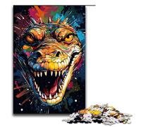 Puzzle da 1000 pezzi per adulti Ci sono molti schizzi colorati intorno al coccodrillo Puzzle fai da te Ottimi regali di Natale per adolescenti dai 14 anni in su Dimensioni 75x50 cm
