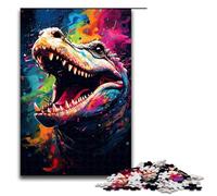 Puzzle da 1000 pezzi per adulti Ci sono molti schizzi colorati intorno al coccodrillo Puzzle fai da te Ottimi regali di Natale per adolescenti dai 14 anni in su Dimensioni 75x50 cm