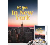 Puzzle da 1000 pezzi per adulti "Ci vediamo a New York" Giochi rilassanti sfida impegnativa giocattolo fai da te regalo di compleanno regalo di viaggio (50x75cm)
