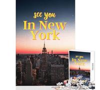 Puzzle da 1000 pezzi per adulti "Ci vediamo a New York" Giochi rilassanti sfida impegnativa giocattolo fai da te regalo di compleanno regalo di viaggio (38x52cm)