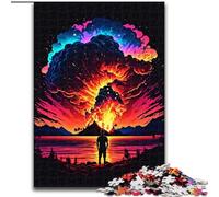 Puzzle da 1000 pezzi per adulti "Cielo in fiamme" in legno, perfetto per regali di compleanno, Natale e Halloween, 50x75cm, decorazione artistica fai da te, regalo di compleanno perfetto