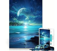 Puzzle da 1000 pezzi per adulti,cielo notturno blu oceano,bordi ben definiti,decorazione,gioco per allenare la mente,divertimento rilassante,decorazione natalizia 38x26cm