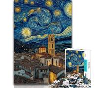 Puzzle da 1000 pezzi per adulti, cielo notturno, città, paesaggio urbano, aiuta il cervello a esercitare i giocattoli avvincenti per coltivare la pazienza, collezione di artisti, belle arti (38x26cm)