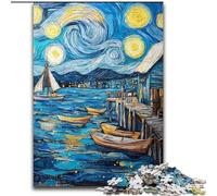 Puzzle da 1000 pezzi per adulti,cielo notturno di Van Gogh,in legno,perfetto come decorazione fai da te o regalo di compleanno,50X75cm,gioco rompicapo per adolescenti,perfetto regalo di Natale