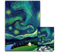Puzzle da 1000 pezzi per adulti, cielo notturno di Van Gogh, puzzle in legno, antistress, per trascorrere il tempo in casa, un'opera d'arte per bambini dai 14 anni in su, 50x75cm