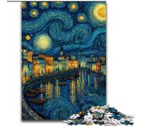 Puzzle da 1000 pezzi per adulti, cielo notturno di Van Gogh, puzzle in legno fai da te, decorazione stimolante per il cervello, regali per le feste (dimensioni 50x75cm)