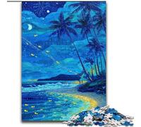 Puzzle da 1000 pezzi per adulti, cielo notturno e spiaggia, impegnativo e difficile, con pezzi completamente interconnessi e di forma casuale (dimensioni 50x75cm)