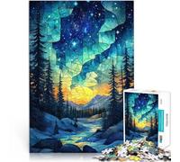 Puzzle da 1000 pezzi per adulti Cielo notturno in vetro colorato Allena il tuo cervello e le tue mani Decorazioni e regali unici per la casa 52x38cm