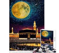 Puzzle da 1000 pezzi per adulti Cielo notturno La moschea Kaaba alla Mecca Dipinto Decorazione per la casa Giocattoli Ottimo regalo per giochi Giochi rilassanti Migliorare l'amore tra coppie 38x52cm
