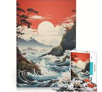 Puzzle da 1000 pezzi per adulti cielo rosso e mare mosso gioco interattivo decorazione da parete adatto per la decorazione della scrivania 38x26cm