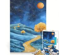 Puzzle da 1000 pezzi per adulti cielo stellato alberi gialli e colline blu gioco educativo attività per famiglie per rafforzare l'amore tra le coppie 50x75cm