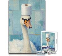 Puzzle da 1000 pezzi per adulti Cigno con cappello di carta igienica Rilassati durante il tempo libero Taglio netto senza cuciture Interlock Toy Dimensioni 50x75cm