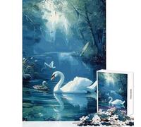 Puzzle da 1000 pezzi per adulti Cigno nella foresta Giocattoli antistress Regalo di compleanno Gioco rompicapo Migliora l'amore tra coppie Dimensioni 38x26cm