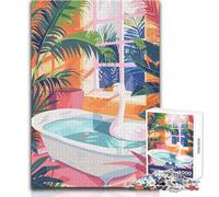 Puzzle da 1000 pezzi per adulti Cigno nella vasca da bagno con piante tropicali Goditi un dolce relax Vestibilità stabile, taglio preciso, dimensioni del giocattolo 38x52cm
