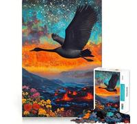 Puzzle da 1000 pezzi per adulti,cigno nero che vola su un paesaggio vulcanico,decorazione elegante,divertente per stimolare la mente,gioco rilassante,regalo festivo per il tempo libero 50x75cm