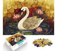 Puzzle da 1000 pezzi per adulti Cigno originale con loto Fatto di legno，Adatto a persone dai 14 anni in su Gioco rompicapo Il miglior regalo per adulti e adolescenti。misurare：50x75cm