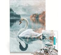 Puzzle da 1000 pezzi per adulti cigno su un lago tranquillo gioco impossibile decorazione per la casa ideale come regalo per tutta la famiglia 38x52cm