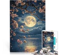 Puzzle da 1000 pezzi per adulti Ciliegio in fiore della luna giochi divertenti per famiglie Collezione di artisti, Belle arti 70x100cm