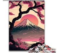 Puzzle da 1000 pezzi per adulti, ciliegio in fiore, Monte Fuji, puzzle in legno, dimensioni 50x75cm, rompicapo fai da te stimolante per adolescenti