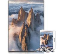 Puzzle da 1000 pezzi per adulti, cime di montagne tra le nuvole, rilassante e dolce svago, taglio fine e liscio, giocattolo artigianale, dimensioni 50x75cm