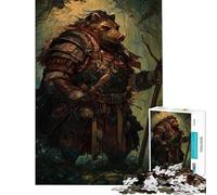 Puzzle da 1000 pezzi per adulti Cinghiale guerriero nella foresta difficile e impegnativo giocattolo educativo per ragazzi dai 14 anni in su (50x75cm)