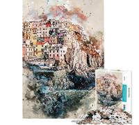 Puzzle da 1000 pezzi per adulti Cinque Terre a Manarola Puzzle da completare con le mani Gioco di velocità Offerta regalo per tutta la famiglia (dimensioni 38x26cm)