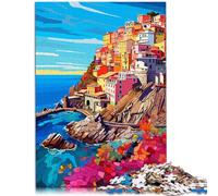 Puzzle da 1000 pezzi per adulti Cinque Terre colorati divertenti giochi antistress vacanza a casa passatempo per adolescenti dai 14 anni in su, 26 x 38 cm