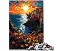 Puzzle da 1000 pezzi per adulti Cinque Terre giocattolo intrattenimento famiglia Staycation passatempo per adolescenti dai 14 anni in su, 26 x 38 cm