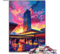 Puzzle da 1000 pezzi per adulti, città al tramonto, in legno, attività divertente per la casa, 50x75cm, decorazione artistica fai da te, regalo di compleanno perfetto