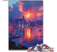 Puzzle da 1000 pezzi per adulti "Città al tramonto" in legno, perfetto regalo di Natale e Capodanno, regalo di festa 50x75cm per gioco interattivo per famiglie