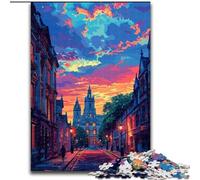 Puzzle da 1000 pezzi per adulti "Città al tramonto". Puzzle difficili per adulti, dimensioni 26x38cm. Ideale per adolescenti e collezionisti. Regalo da viaggio. Attività per famiglie.
