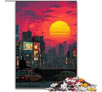 Puzzle da 1000 pezzi per adulti, città al tramonto, puzzle in legno fai da te, decorazione stimolante per il cervello, regali per le vacanze (dimensioni 50x75cm)