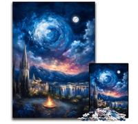 Puzzle da 1000 pezzi per adulti, città antica sotto il cielo notturno, puzzle, giocattoli educativi per l'apprendimento, ideale come regalo per tutta la famiglia dai 14 anni in su, 50x75cm