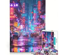 Puzzle da 1000 pezzi per adulti, città cyberpunk al neon, giochi rilassanti, assemblaggio di modelli, lista dei desideri con Babbo Natale 50x75cm