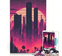 Puzzle da 1000 pezzi per adulti, città cyberpunk, gioco rilassante, assemblaggio di modelli, lista dei desideri con Babbo Natale 50x75cm