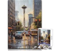 Puzzle da 1000 pezzi per adulti Città del caffè Seattle USA Attività per famiglie Gioco rompicapo Ottimi regali e giocattoli (dimensioni 50x75cm)