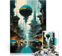 Puzzle da 1000 pezzi per adulti Città futuristica steampunk Vacanza a casa: uccidere il tempo Lista dei desideri con Babbo Natale 38x26cm