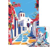 Puzzle da 1000 pezzi per adulti città greca arte greca gioco educativo sfida giocattolo antistress regalo per compleanni (dimensioni 38x52cm)