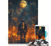 Puzzle da 1000 pezzi per adulti, città in fiamme con pompieri, gioco rompicapo, divertente antistress, ogni pezzo è unico 50x75cm
