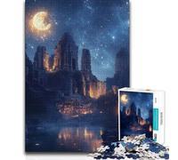 Puzzle da 1000 pezzi per adulti, città in rovina sotto il cielo notturno, gioco pratico per migliorare la memoria, per bambini dai 14 anni in su, 38x26cm