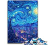 Puzzle da 1000 pezzi per adulti, Città sotto il cielo notturno, antistress, sfida difficile, decorazioni e regali unici per la casa, 50x75cm