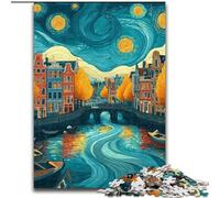 Puzzle da 1000 pezzi per adulti, Città sotto il cielo notturno, giocattoli educativi ideali come regalo per tutta la famiglia, dai 14 anni in su dimensioni 26x38cm