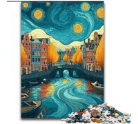 Puzzle da 1000 pezzi per adulti "Città sotto il cielo notturno" in cartone, 26x38cm, perfetto per decorare la casa o l'ufficio, ideale come regalo di Natale